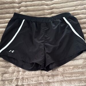 Under Armour Women's Black Athletic Shorts with White Trim